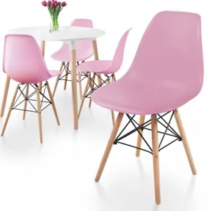 Produkt 80547 Miadomodo Sada 4 jídelních židlí s plastovým sedákem, růžová