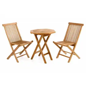 Produkt Divero Gardenay 339 Luxusní balkonový set z týkového dřeva, 1 stůl + 2 skládací židle