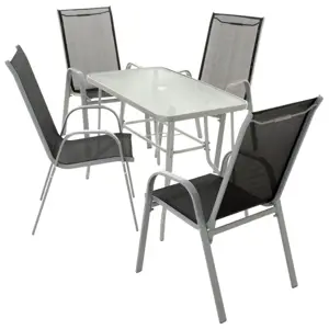 Produkt Garthen 40751 Zahradní skládací set stůl + 4 stohovatelné židle - černá