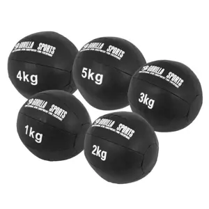Produkt Gorilla Sports Sada kožených medicinbalů, 15 kg, černý