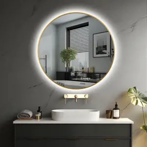 Produkt IREDA Koupelnové zrcadlo s LED osvětlením, zlatý rám, 60 cm