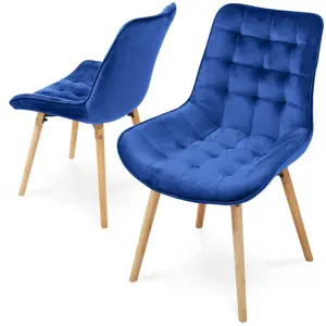 Produkt MIADOMODO Sada prošívaných jídelních židlí, modrá 2 ks