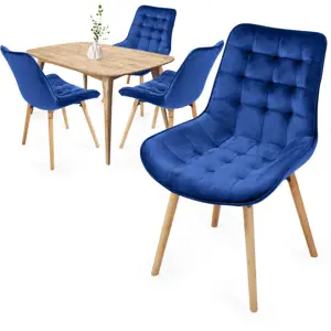 Produkt MIADOMODO Sada prošívaných jídelních židlí, modrá 4 ks