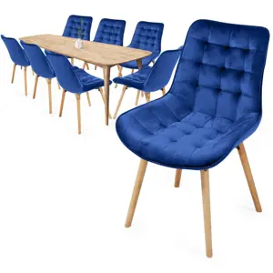 Produkt MIADOMODO Sada prošívaných jídelních židlí, modrá 8 ks