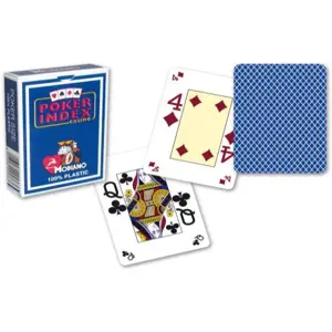 Modiano 93644 Modiano Poker karty, mini, 4 rohy, tmavě modré, sada 12 balíčků
