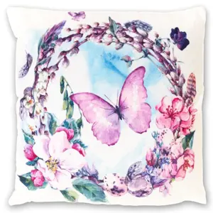 Produkt Nexos  86406 Dekorační polštářek Motýl a květiny, 40 x 40 cm