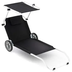 Produkt Plážové lehátko se stříškou a funkcí vozíku, 150 x 60 x 90cm