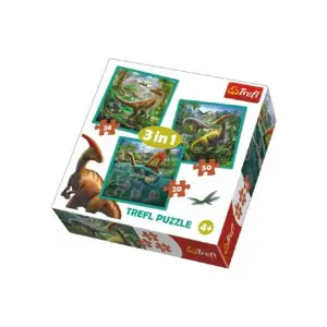 Produkt Puzzle 3v1 Svět Dinosaurů 20x19,5cm v krabici 28x28x6cm