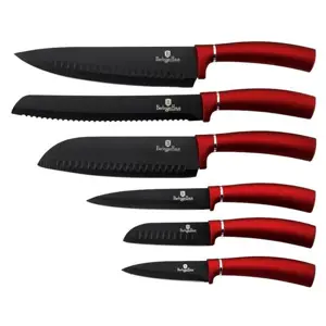 Produkt Sada nožů s nepřilnavým povrchem, 6 ks, metalická červená