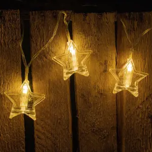 Vánoční světelný řetěz hvězdy, teple bílá, 10 LED - Nexos D64266